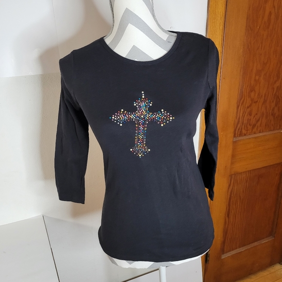 Womans Don't Mess with Texas Black 3/4 sleeve USA Made T shirt Size Med - Picture 2 of 7